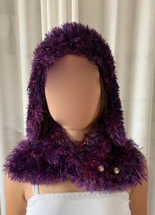 Magnifique ensemble bonnet chapka et écharpe tricotée à la main violet fantaisie , brand: Fantaisie, condition: Very good, size: One size, €20.00, €21.70 includes Buyer Protection