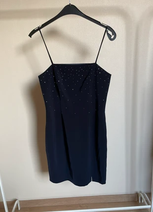 Robe de soirée bleu nuit et strass intégrés, marque: Vera Mont, état: Neuf sans étiquette, taille: L / 40 / 12, 5,00 €, 5,95 € Protection acheteurs incluse
