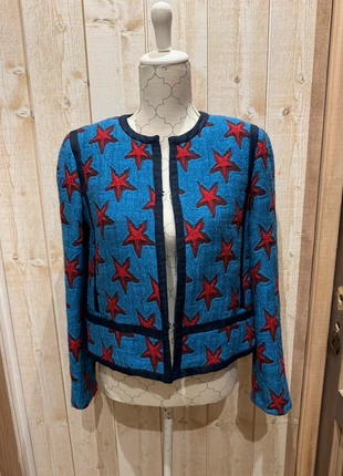 Veste Sandro Paris bleue étoiles rouges très bon état T 40, brand: Sandro, condition: Very good, size: L / 40 / 12, €159.00, €167.65 includes Buyer Protection