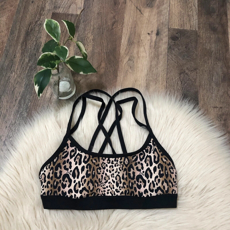 Victoria's Secret Yoga Size XS Leopard Print Strappy Crossback Sports Bra 1