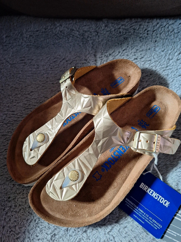 Original Birkenstock Model Gizeh Gr.36 Dickes Leder Gold Neu und ungetragen Vinted