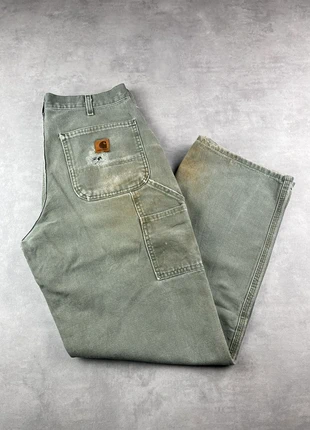 Pantalon carhartt B11 MOS single knee workwear baggy vert patiné vintage - Taille 32x32, marca: Carhartt, estado: Muito bom, tamanho: PT 42 | W32, €35.00, €37.45 inclui Proteção do Comprador Pro