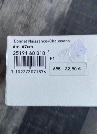 Ensemble bonnet naissance + chaussons 6 mois, marque: Petit Bateau, état: Neuf avec étiquette, 16,00 €, 17,50 € Protection acheteurs (Pro) incluse