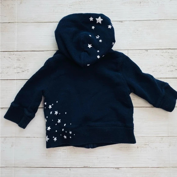 Baby GAP Blue Hoodie with White Stars-Size 6-12 Months 2