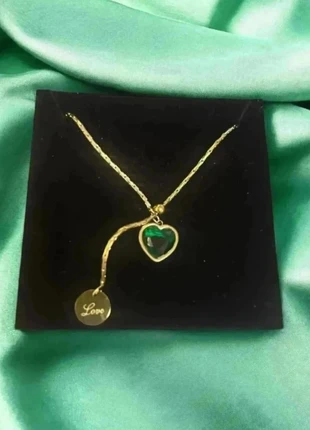 Collier doré femme pendentif cœur vert ajustable (acier inoxydable), état: Neuf sans étiquette, 4,00 €, 4,90 € Protection acheteurs incluse