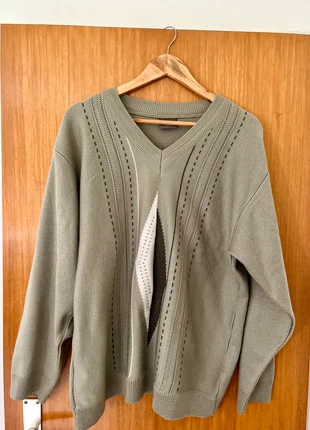 Vintage Pullover Grün M–L | Warm, Gemütlich, V-Ausschnitt, Muster, marque: Vintage Dressing, état: Très bon état, taille: M / 38 / 10, 16,00 €, 17,50 € Protection acheteurs incluse
