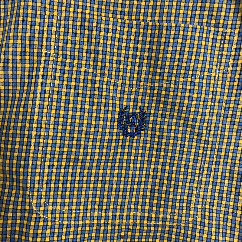 Chaps Easy Care Men Shirt Size XL Button Up Yellow Blue Plaid Long Sleeve 4