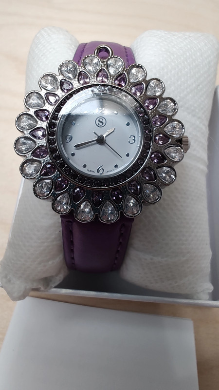 2 Piece Strada Japanese Movement Floral Design Water Resistant Watch Purple 5