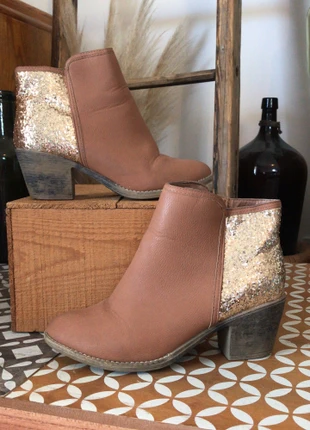 Bottines camel et or paillettes , marca: New Look, estado: Bueno, tamaño: 38, 4,00 €, 4,90 € Protección al comprador incluida