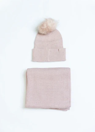 🩷 Ensemble bonnet et écharpe neuf rose pailleté pompon fourrure interchangeable, brand: UP2FASHION, condition: New with tags, size: One size, €9.00, €10.15 includes Buyer Protection