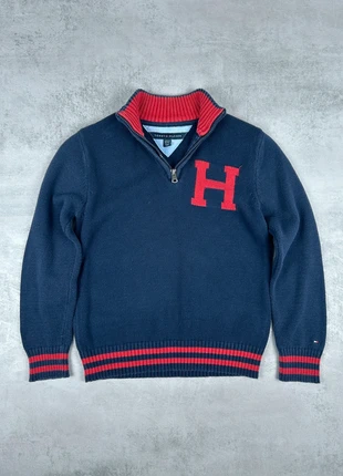 Pull half-zip 1/4 col camionneur Tommy Hilfiger homme coton | bleu marine logo H rouge | taille XS, brand: Tommy Hilfiger, condition: Very good, size: XS, €25.00, €26.95 includes Buyer Protection Pro