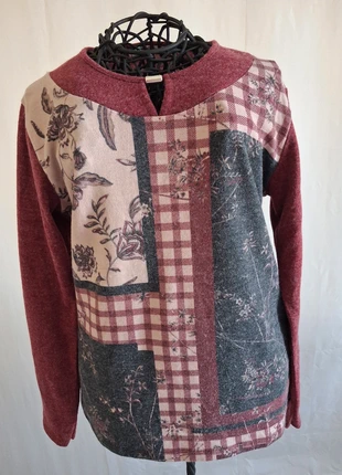 Pull / haut patchwork Mathas T.S – tons bordeaux, brand: mallas az, condition: Very good, size: S / 36 / 8, €5.00, €5.95 includes Buyer Protection