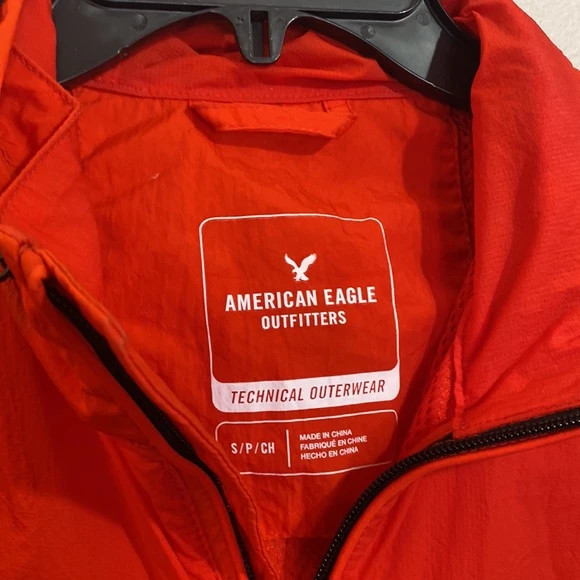 American Eagle Technical Outerwear Red Windbreaker Jacket 4