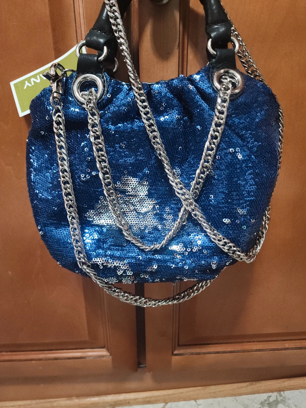 NWT Or YANY Blue Silver Sequins Small Crossbody Bag