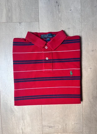 Polo Ralph Lauren à rayures rouge et bleu taille L, merk: Ralph Lauren, staat: Heel goed, maat: L, € 12,00, € 13,30 inclusief Kopersbescherming