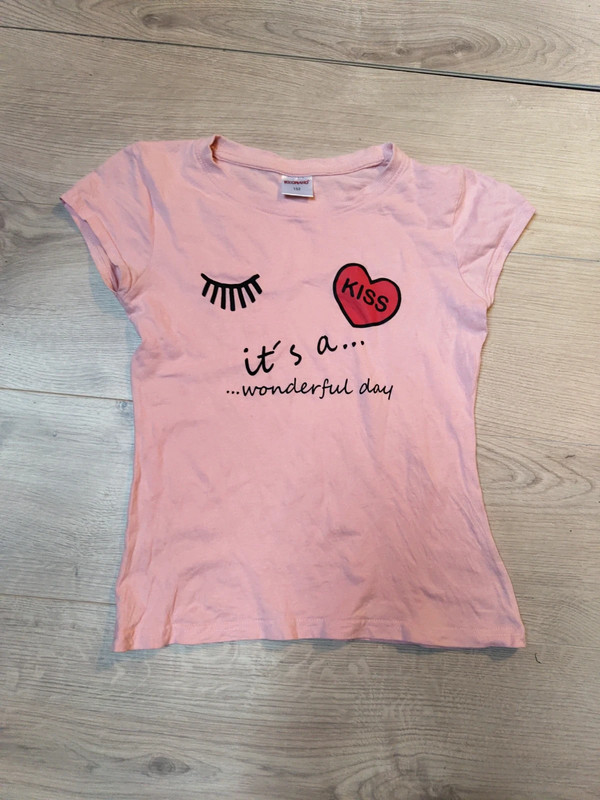 Zomers shirt meisje zalmroze maat 152