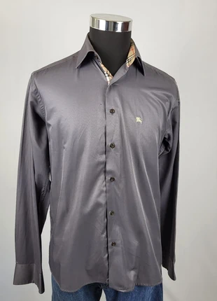 Chemise Burberry London Homme - Taille L (41/42) - Gris avec col motif iconique, merk: Burberry, staat: Goed, maat: L, € 24,00, € 25,90 inclusief Kopersbescherming Pro