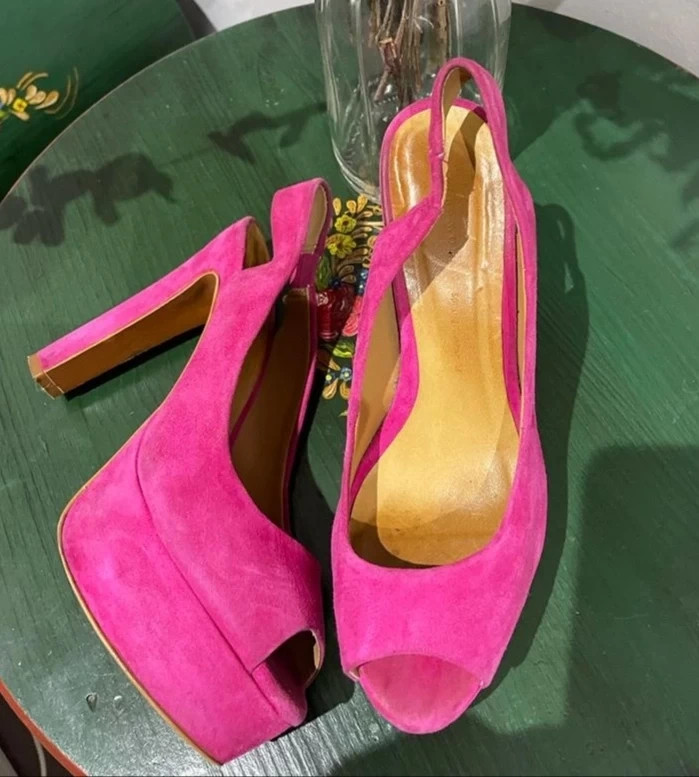 Zapatos Peep toe, piel vuelta rosa fucsia, Zara, número - Vinted
