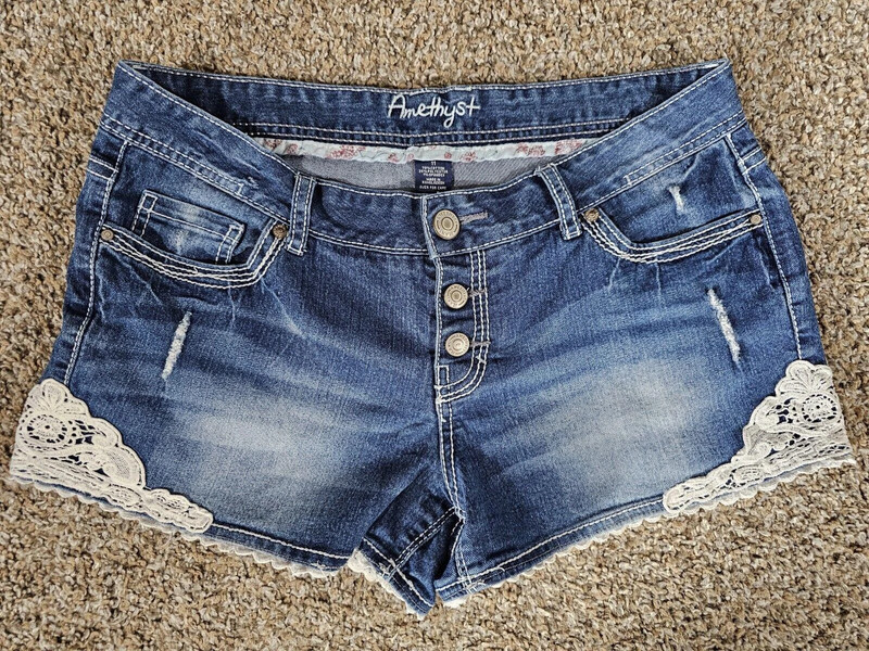 Amethyst Women'S Denim Doily Jean Shorts Sz 11 Shortie Blue 1