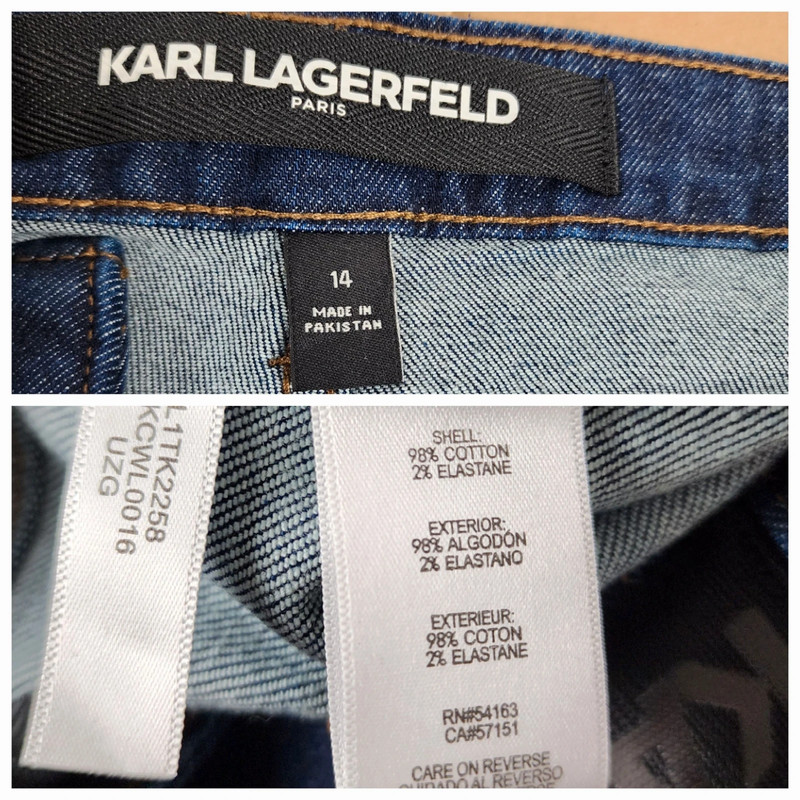 Karl Lagerfeld Paris Indigo Dark Wash Straight-Leg Jeans Logo Stripe Size 14 NWT 2