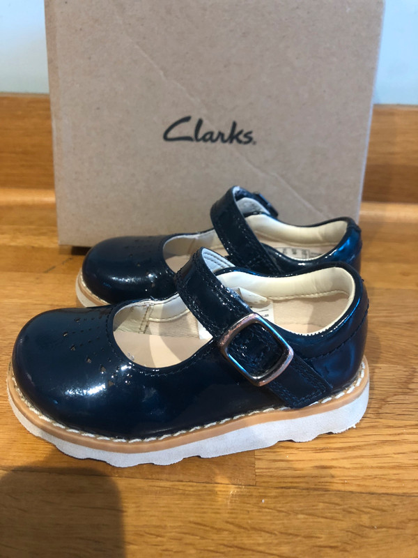 Clarks navy patent best sale shoes