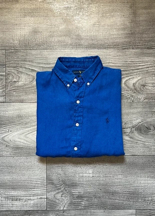 Chemise Ralph Lauren 100 % lin slim fit bleu logo brodé bleu foncé Taille S, marque: Ralph Lauren, état: Très bon état, taille: S, 60,00 €, 63,70 € Protection acheteurs incluse