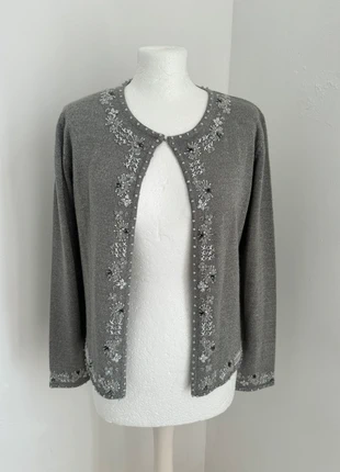 Vintage St Michael Embellished Grey Cardigan – UK 14 / EUR 42, brand: St Michael, condition: Very good, size: XL / UK 20-22, £10.00, £11.20 includes Buyer Protection