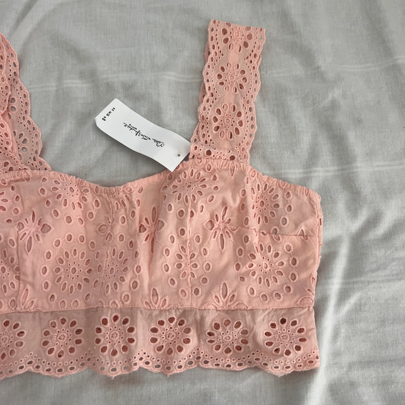 Miss Selfridge pink eyelet crop top 2