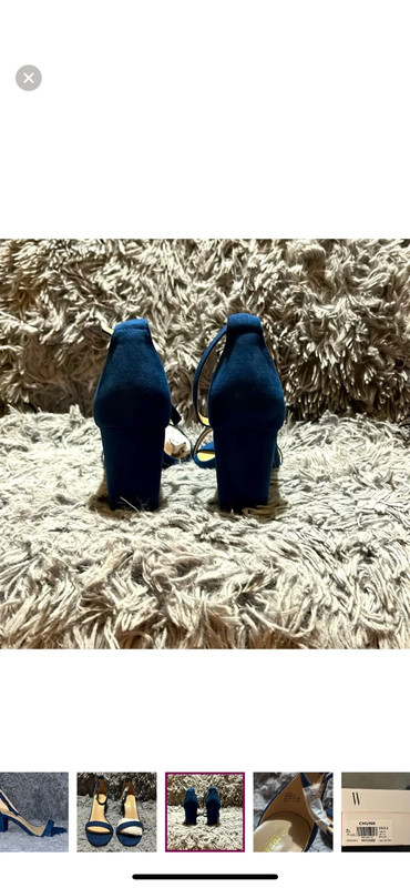 Blue Suede Chunky Heel Sandal Dream Pairs New In Box 3