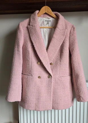 H&M Pink Tweed Double-Breasted Blazer Jacket - Size M, brand: H&M, condition: Very good, size: M / 38 / 10, €24.99, €26.94 includes Buyer Protection