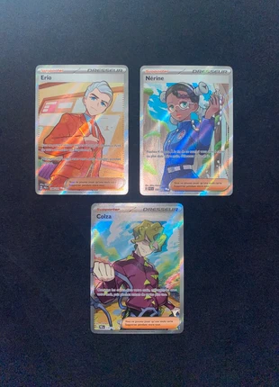 Lot dresseurs full art : Nérine 132, Erio 134, Colza 135 évolutions prismatiques, marca: Pokémon, estado: Muy bueno, 5,99 €, 6,99 € Protección al comprador incluida