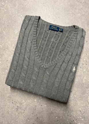 Torsadé Ralph Lauren pull col v femme brodé tricot sweat cable knit vneck gris PR5-18!, marque: Ralph Lauren, état: Très bon état, taille: L / 40 / 12, 49,90 €, 53,10 € Protection acheteurs (Pro) incluse