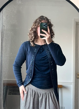 Vintage beaded navy cardigan, brand: Debenhams, condition: Very good, size: L / UK 16-18, £10.00, £11.20 includes Buyer Protection