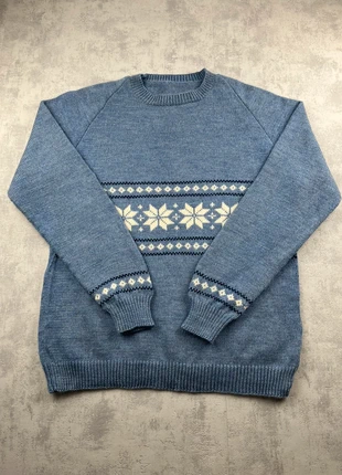 Pull vintage en laine bleu et blanc à motifs - L, marke: Vintage Dressing, zustand: Sehr gut, größe: L / 40 / 12, 24,00 €, 25,90 € inklusive Vinted-Käuferschutz