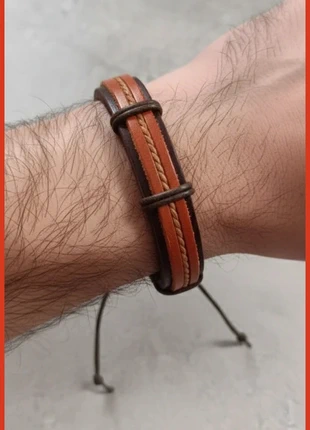 bracelet homme neuf cuir tricolore marron Camel et beige ajustable, marca: pas de marque, estado: Nuevo sin etiquetas, 5,00 €, 5,95 € Protección al comprador incluida