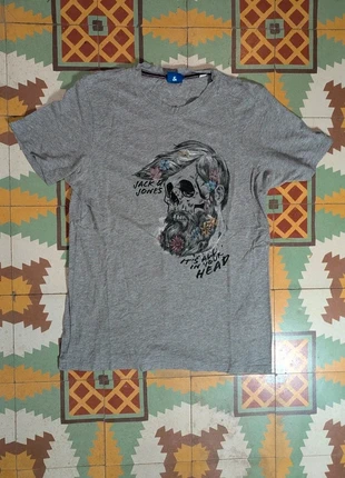 T-shirt a imprimé crane gris Jack & Jones, brand: Jack & Jones, condition: Good, size: L, €3.00, €3.85 includes Buyer Protection