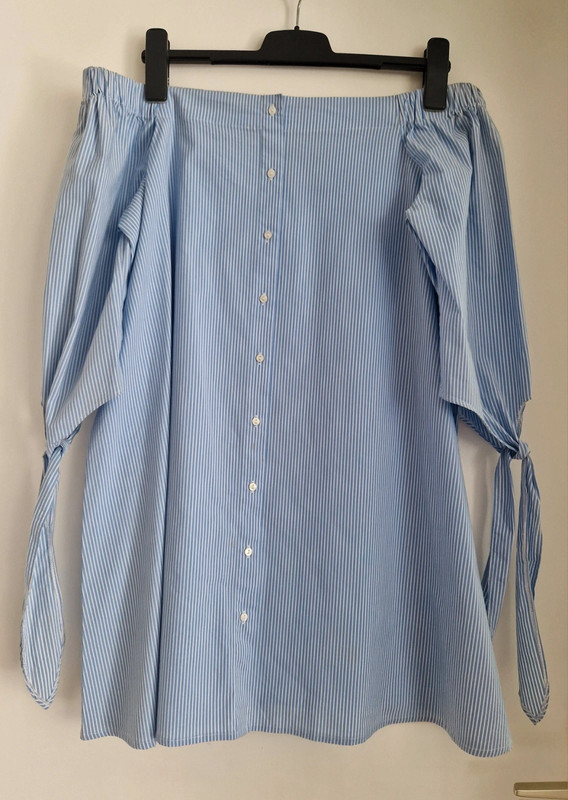 Schulterfreies Kleid- Weiß/Blau- Größe M - Pimkie 1