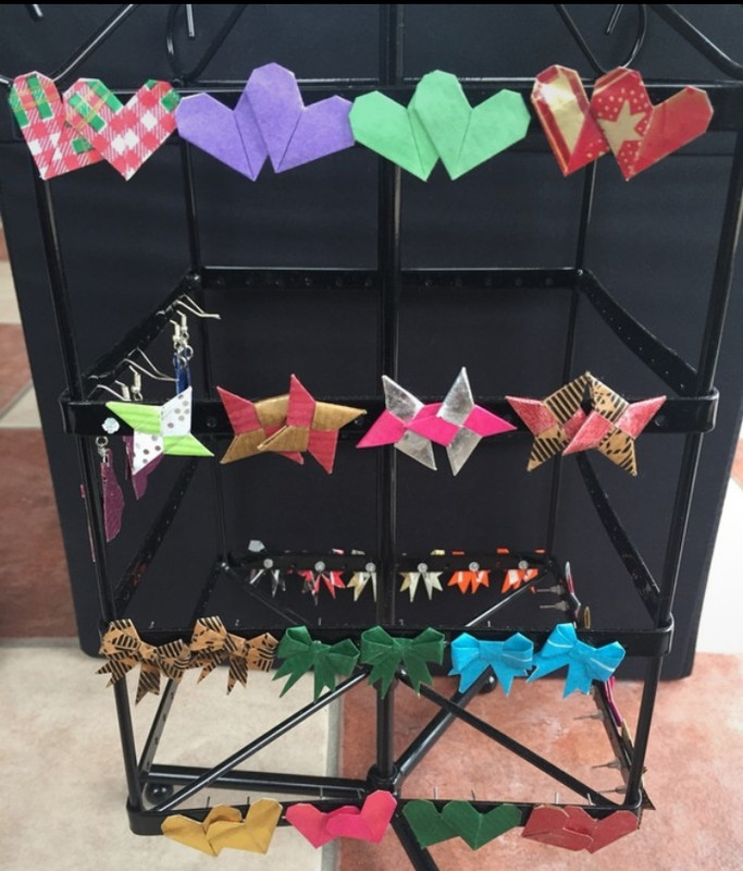 Handmade confection - boucles d'oreilles Origami personnalisées - divers modèles/divers coloris  4