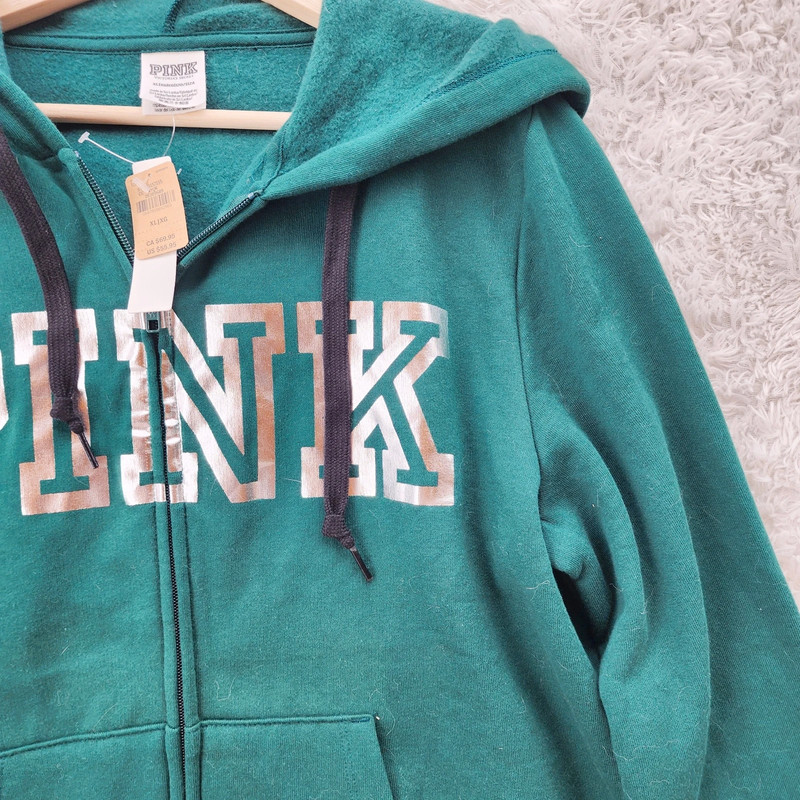 Victoria s Secret Pink Green Everyday Fleece Zip Up Hoodie Vinted