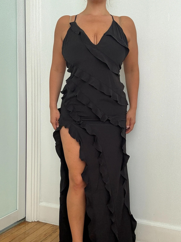 Club L London Black Maxi Ruffle Dress 1