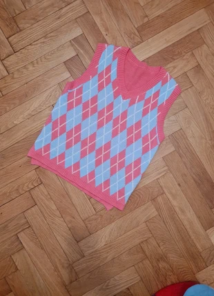 Joli Pull sans manches Rose Bleu et Blanc, marque: sansnom., état: Très bon état, taille: M / 38 / 10, 5,00 €, 5,95 € Protection acheteurs incluse