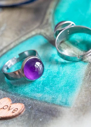 Bague Améthyste réglable en acier inoxydable, marke: ClairObscur Art, zustand: Neu, mit Etikett, größe: Größenverstellbar, 12,00 €, 13,30 € beinhaltet Vinted-Käuferschutz Pro