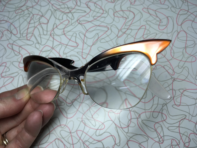 Vintage 1950s Burnt Orange On Black Wing Tip Supra Spectacles Glasses Vinted 