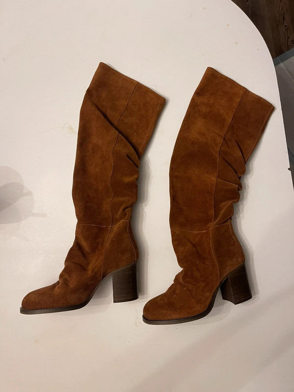 Free People Size 7.5 Elle Cognac Suede Slouch Boots 2