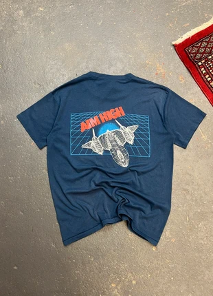 Vintage 90s navy blue air force graphic single stitch T-shirt, brand: American Vintage, condition: Very good, size: S, £19.99, £21.69 includes Buyer Protection Pro