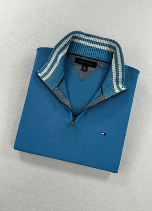 Pull half zip col camionneur Tommy Hilfiger bleu clair ciel logo brodé L homme old money, brand: Tommy Hilfiger, condition: Very good, size: L, €35.00, €37.45 includes Buyer Protection