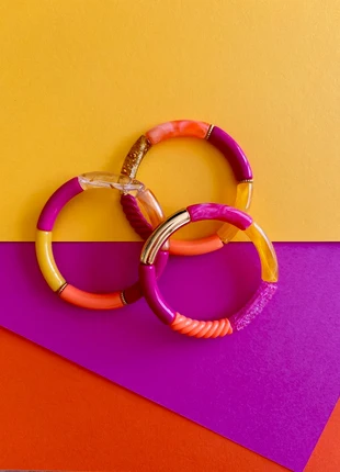 Bracelets perles incurvées 🩷🧡, marque: Fabrication Artisanale, état: Neuf sans étiquette, 10,00 €, 11,20 € Protection acheteurs incluse