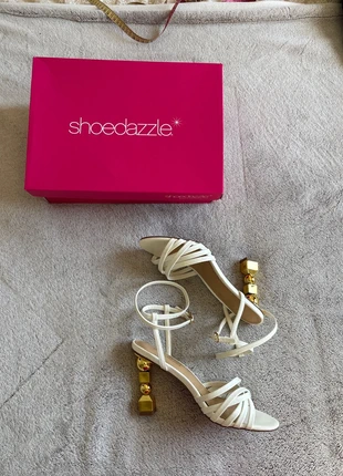 chaussure sandale talon doré blanche Shoedazzle, brand: Shoedazzle, condizioni: Buone, taglia: 38, €5.00, €5.95 include la Protezione acquisti