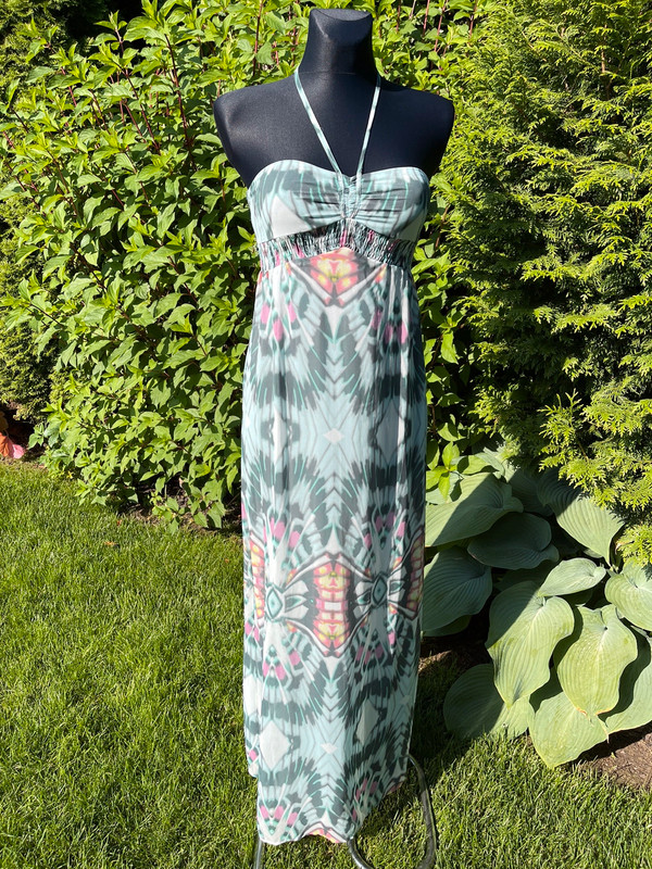 36 sukienka maxi długa do ziemi wiązana na szyi River Island - Vinted
