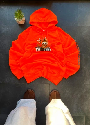 Pull avec capuche vintage 90s logo floque - couleur orange , noir , blanc - taille L 💫, marca: Vintage Dressing, estado: Bom, tamanho: L, €9.00, €10.15 inclui Proteção do Comprador Pro